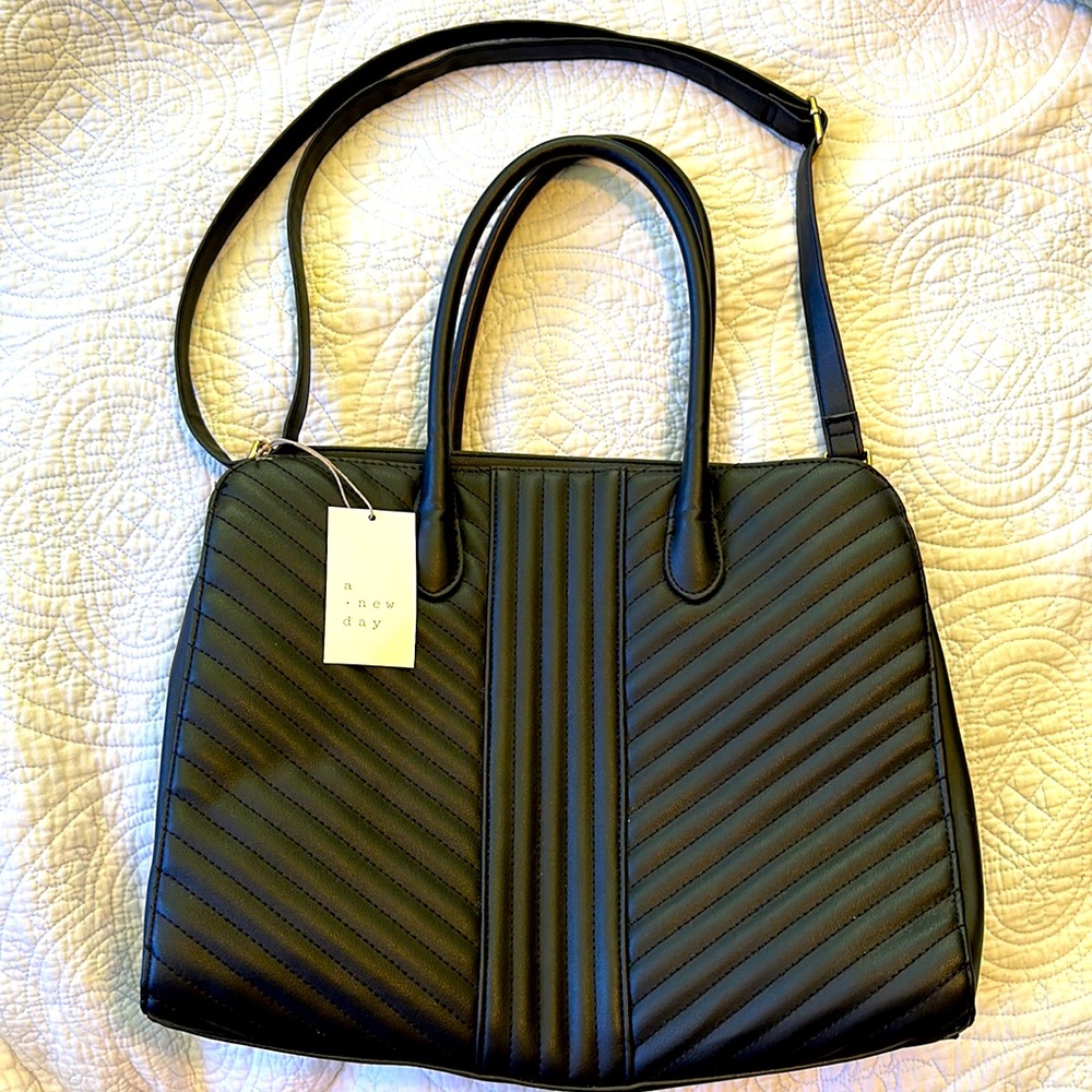 A NEW DAY black faux leather tote